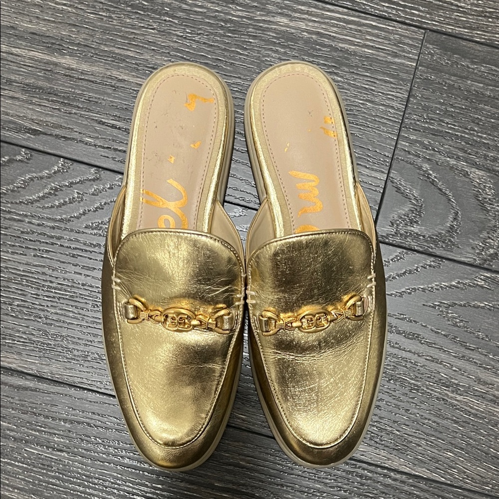 Sam Edelman Gold Slip-On Loafers